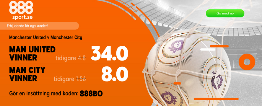 Manchesterderby och 888sport boostar oddsen!