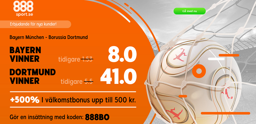 Tysk stormatch på lördag och 888sport boostar oddsen!