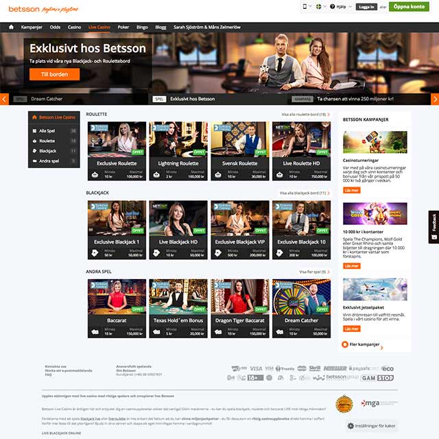 Betsson Live Casino